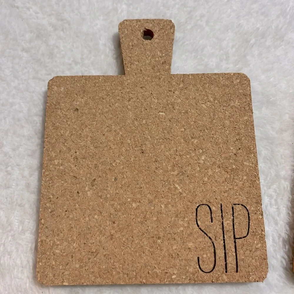 Set of Cork Coasters with Fun Text “Cheers, Sip, Enjoy, Chill” - Picture 2 of 6